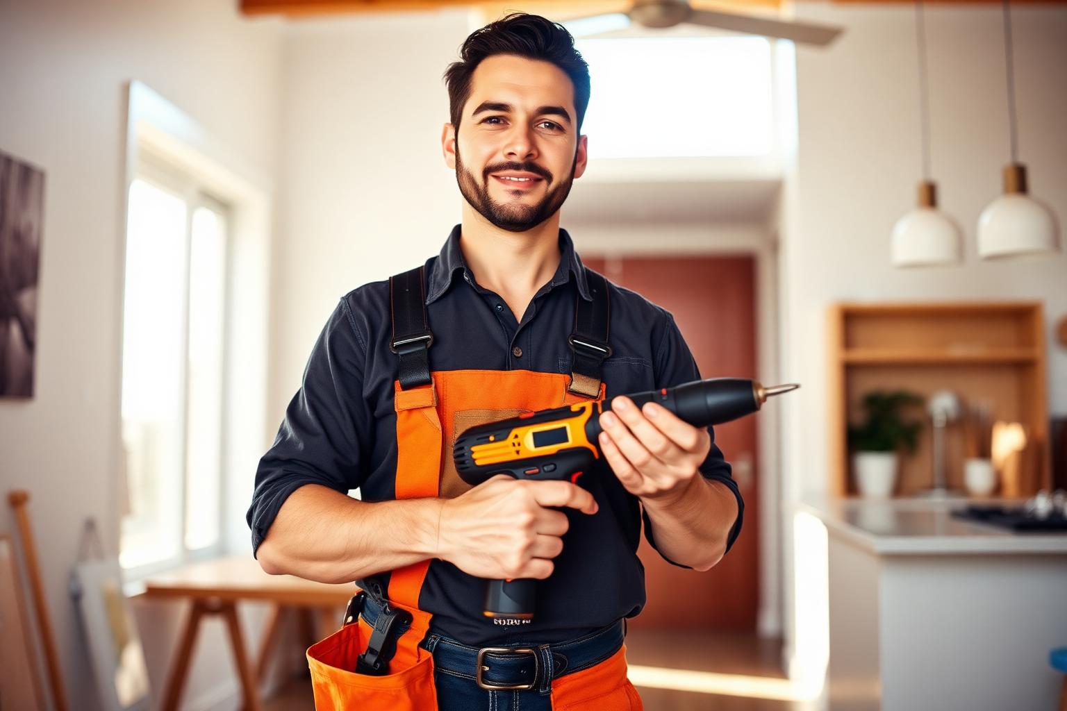 Avanti O&J handyman in Miami ready to work with power drill and tool belt